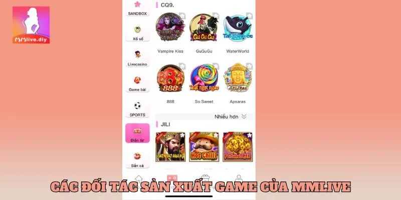 Jili là đối tác sản xuất game điện tử mmlive